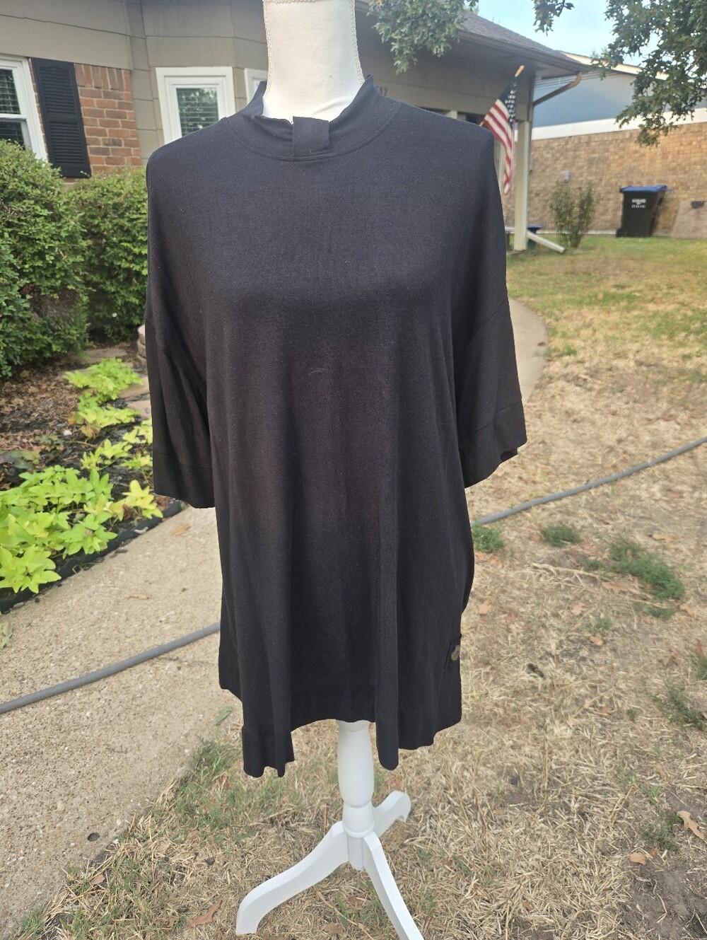 Double D Ranch Black Short-Sleeve Mock Neck Tunic